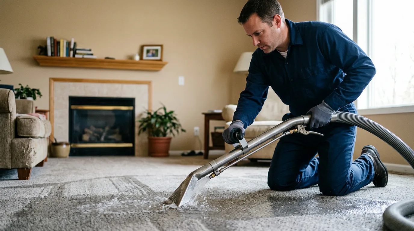 Water damage restoration technician working near Clanton, AL